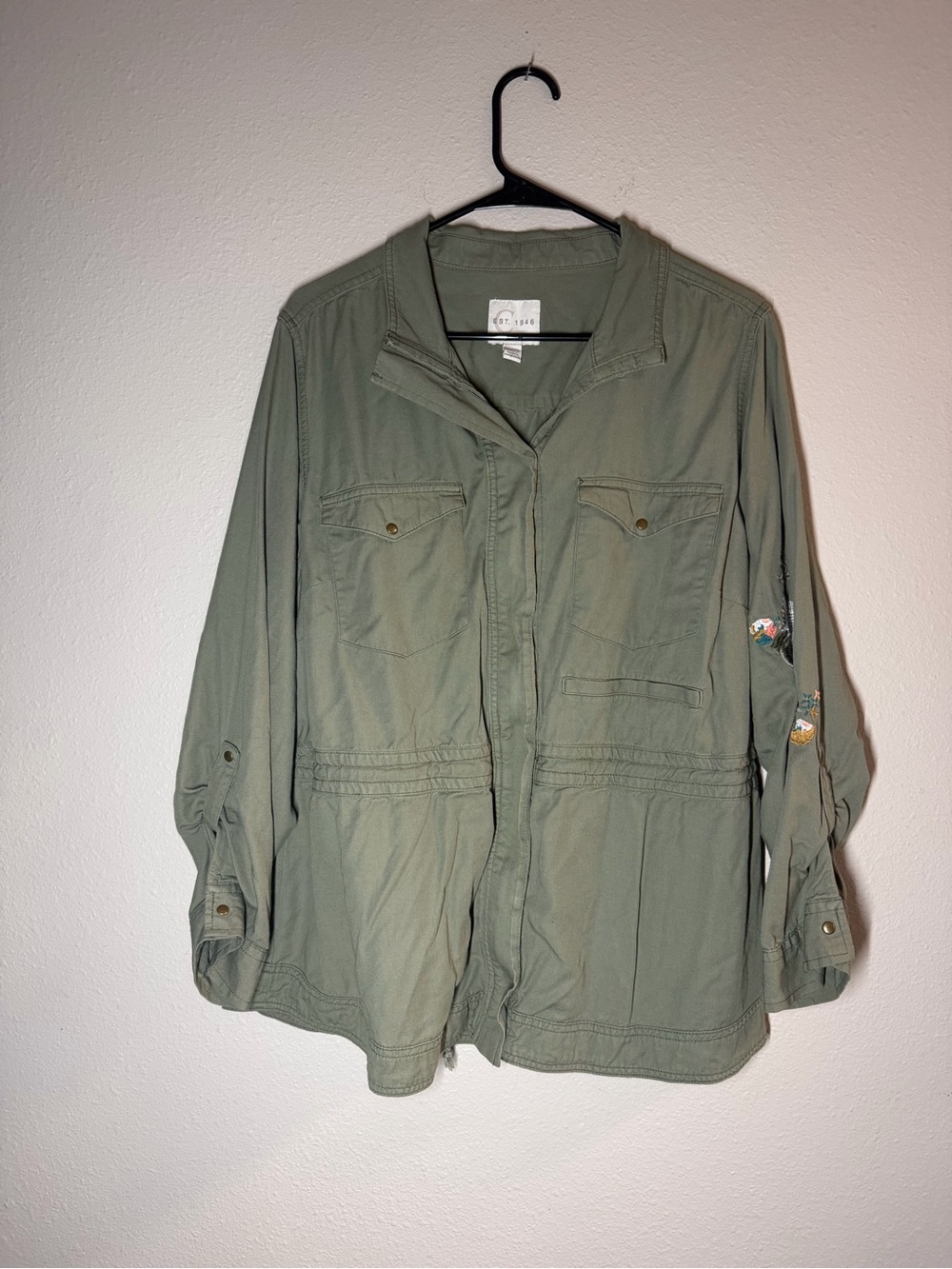 C EST. 1946 Embroidered Military Green Jacket